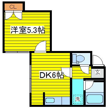 ピュアN11(1DK/3階)の間取り写真