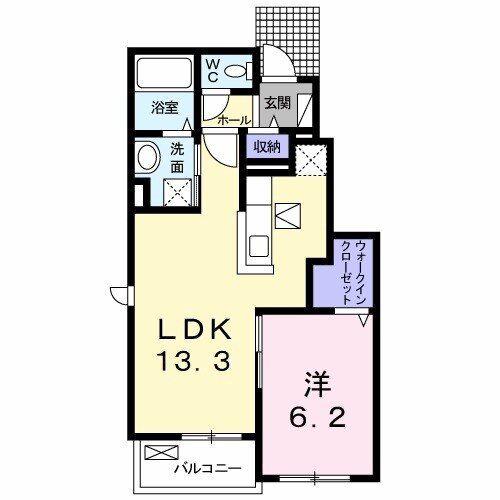 スカイブライト(1LDK/1階)の間取り写真