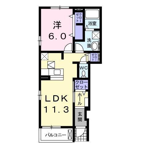 シンフォニーI(1LDK/1階)の間取り写真