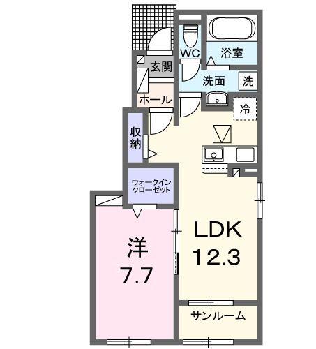 イリーデI(1LDK/1階)の間取り写真