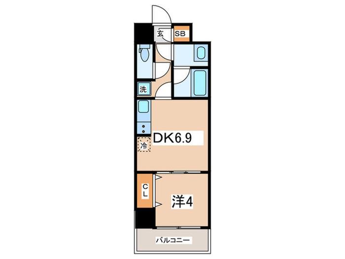 スプランディッド新横浜(1DK/11階)の間取り写真
