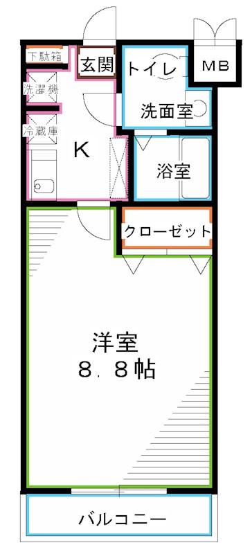 パインバンフソノ(1K/3階)の間取り写真
