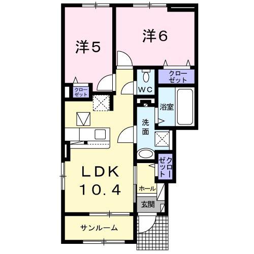 アニメート YS I(2LDK/1階)の間取り写真