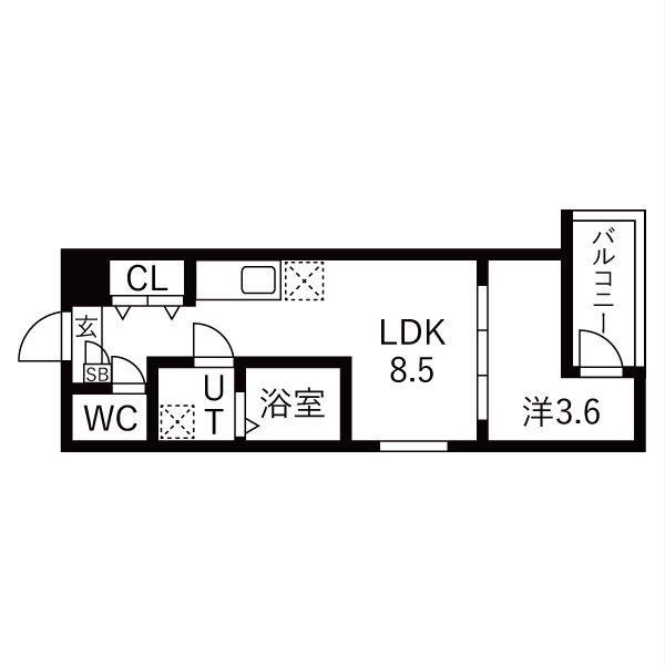 MOVE中村公園PREMIO(1LDK/3階)の間取り写真