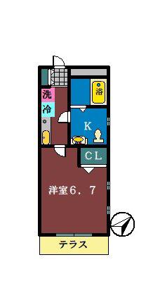 アールグレイ(1K/1階)の間取り写真