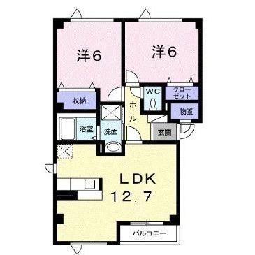 アヴニール・シェル 2番館(2LDK/2階)の間取り写真