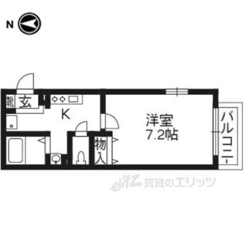 ユニライフみやび(1K/2階)の間取り写真