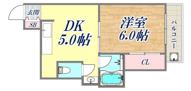 フォアール武庫之荘(1DK/4階)の間取り写真