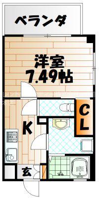 STUDIE小倉離宮(1K/7階)の間取り写真