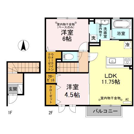 グラシアス017(2LDK/2階)の間取り写真