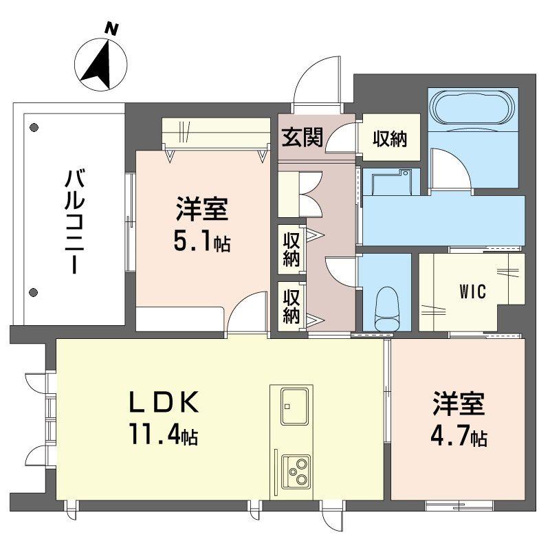 ア クール ジョア(2LDK/1階)の間取り写真