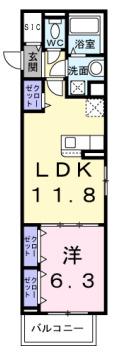 ボワ リュネール(1LDK/2階)の間取り写真
