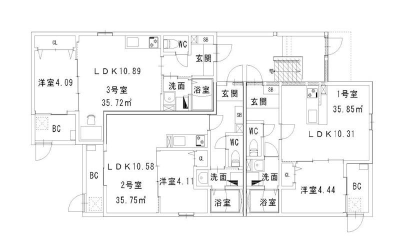 クレシア長尾サウス(1LDK/3階)の間取り写真