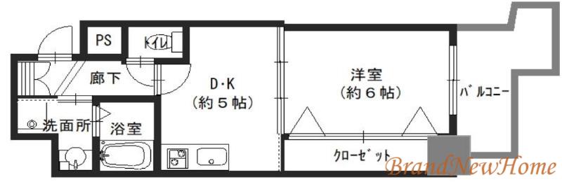 KREHL宿院(1DK/2階)の間取り写真
