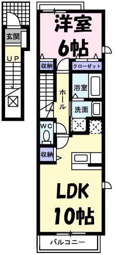 アクティブ(1LDK/2階)の間取り写真