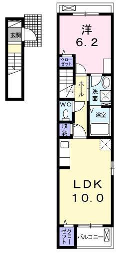フォンターナ・コルソ(1LDK/2階)の間取り写真