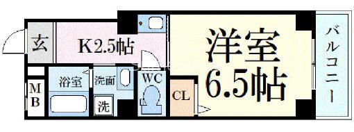 サンクール松屋町(1K/5階)の間取り写真