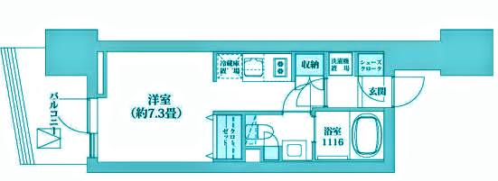 ライオンズフォーシア五反田(ワンルーム/11階)の間取り写真