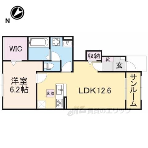 ルナクレシェンテ Ⅱ(1LDK/1階)の間取り写真