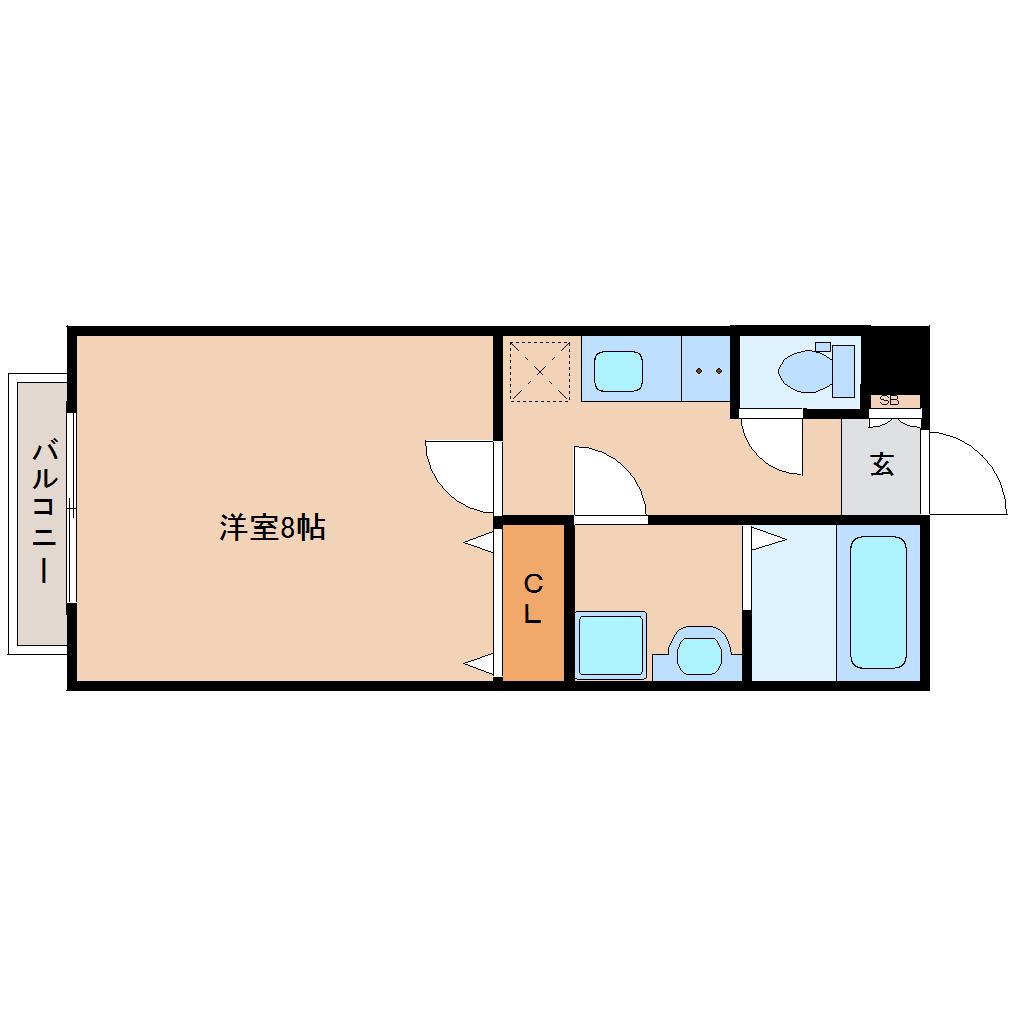 ブルーイン志波町(1K/1階)の間取り写真