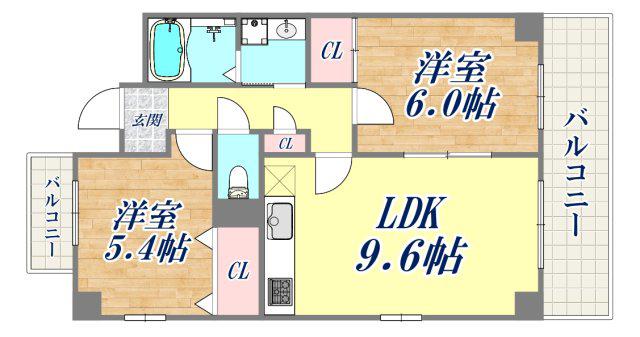 ベルアエフ(2LDK/3階)の間取り写真