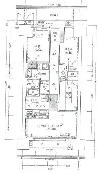 大阪ベイレジデンス(3LDK/11階)の間取り写真