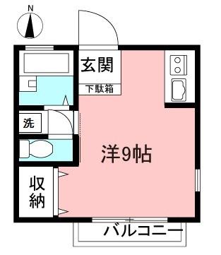 砧ハイツ(ワンルーム/1階)の間取り写真