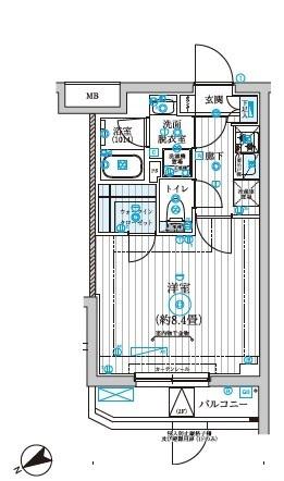 リライア西調布(1K/1階)の間取り写真