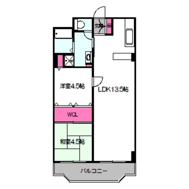 クローバーハイツ森小路1号棟(2LDK/3階)の間取り写真