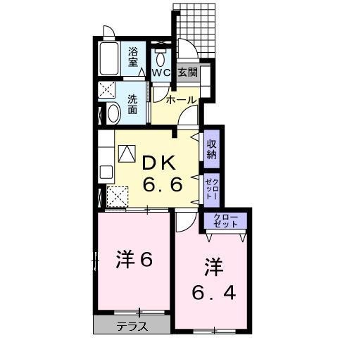 ル・シャト-(2DK/1階)の間取り写真