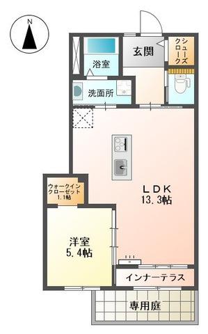 ルミナスクレール(1LDK/1階)の間取り写真