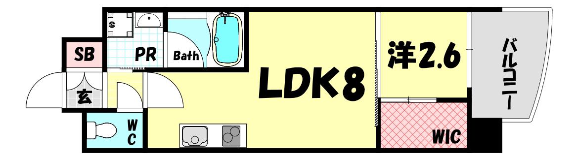 セレニテ神戸元町プリエ(1LDK/14階)の間取り写真