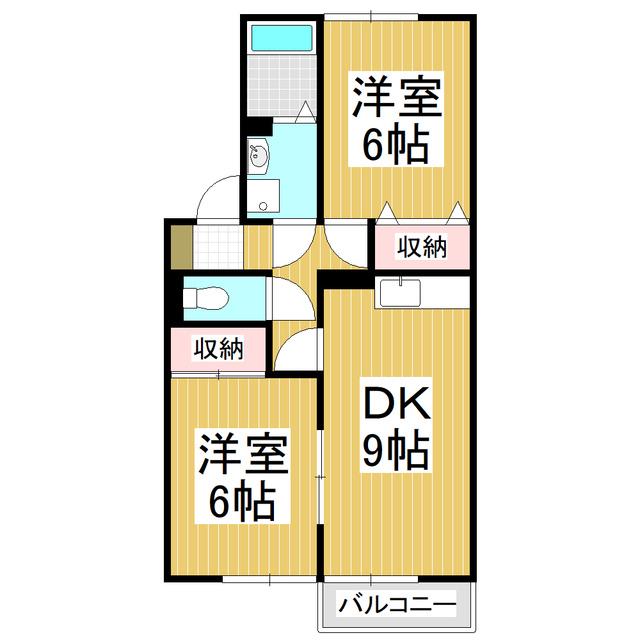 リバーサイド奥原(2DK/1階)の間取り写真