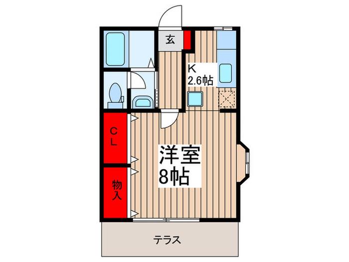 ベルグラン櫛引(1K/1階)の間取り写真