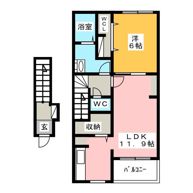 アンダンテ(1LDK/2階)の間取り写真