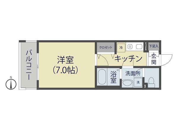HF草加レジデンス(1K/2階)の間取り写真