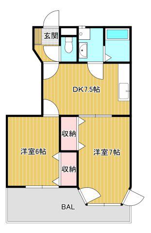 MIKI HOUSEシャルマン(2DK/1階)の間取り写真