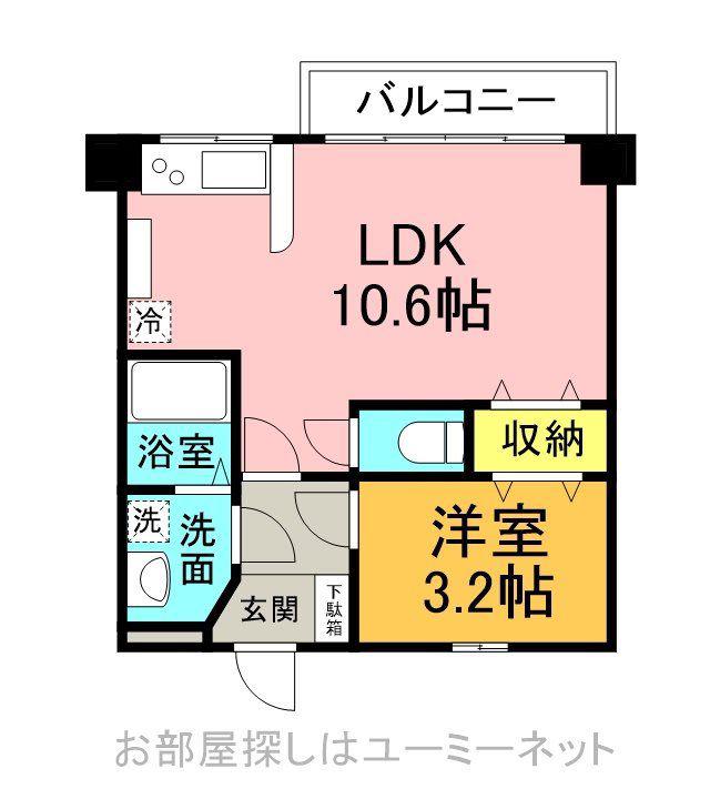 セントラルシティ照国(1LDK/4階)の間取り写真
