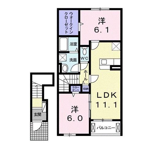 ＪＲ山陽本線 尾道駅 バス乗車時間：70分 最寄りバス停で下車 徒歩11分 2階建 築5年(2LDK/2階)の間取り写真