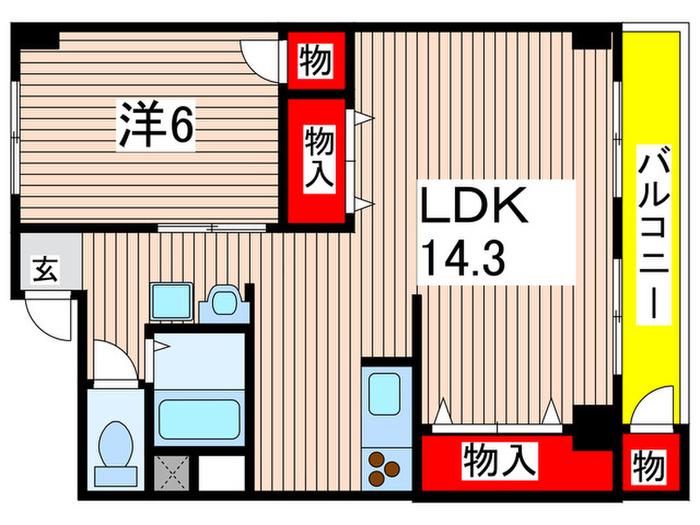 コーポ泉(1LDK/5階)の間取り写真