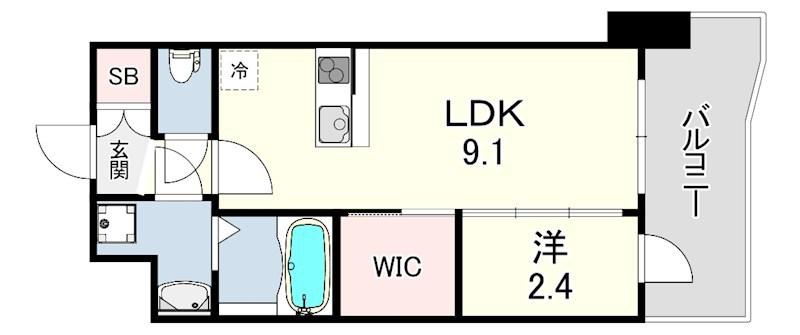 セレニテ神戸駅前アリエ(1LDK/2階)の間取り写真