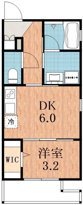 ラシーヌ住吉大社(1DK/2階)の間取り写真