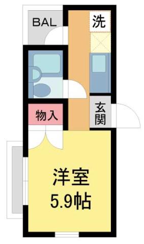 アメニティハイツ上ヶ原壱番館(1K/3階)の間取り写真