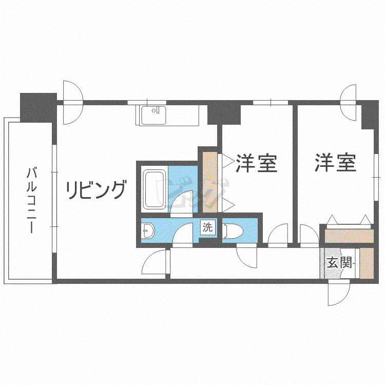 JP NOIE 円山表参道(2LDK/2階)の間取り写真