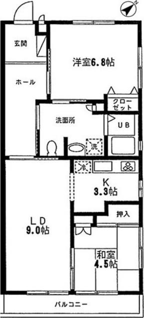 ユニバーサルみなみ台(2LDK/2階)の間取り写真