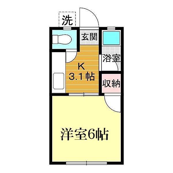 コーポ楠木(1K/1階)の間取り写真
