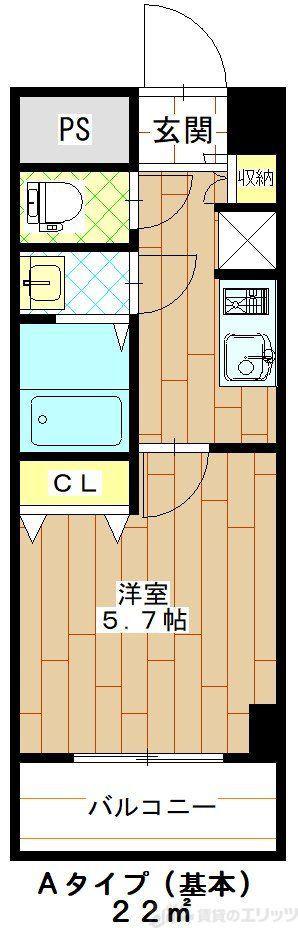 ドミニアムパレス東洋(1K/2階)の間取り写真