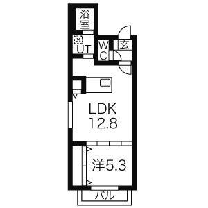 ルーミスト八軒東(1LDK/3階)の間取り写真