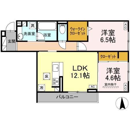 D-CRINUM川島田(2LDK/1階)の間取り写真