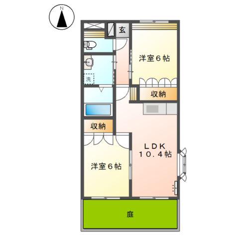 ルミナスコート(2LDK/1階)の間取り写真